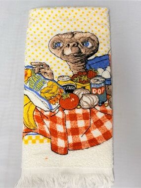 Vintage 1982 Universal Studios kitchen Towel E.T.  Picnic Collectible Cottagecor